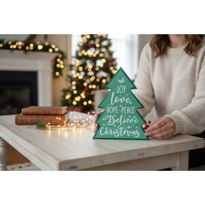 Dolly Parton Christmas Tree Word Block Block Sign Believe‎ Joy Peace Decor